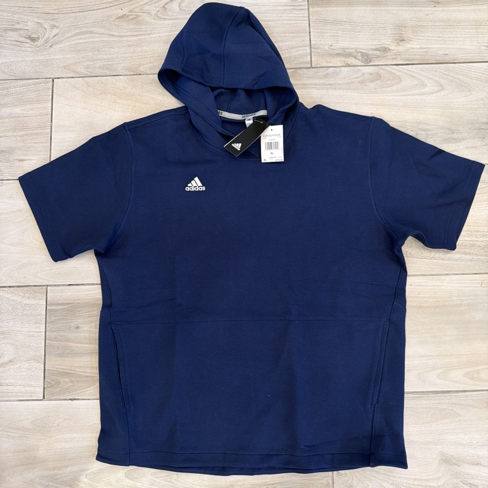 Adidas Icon SS Hoodie Baseball Sweatshirt Navy HF6266 Mens Size XL $70 NWT